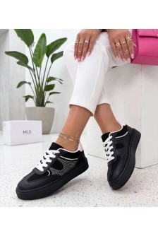 Juodi Sneakers Stiliaus Na platformos Su Cyrkoniami Luciana