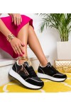 Juodi sportiniai bateliai su platformos pado ir užtrauktuku „Nicoletta“