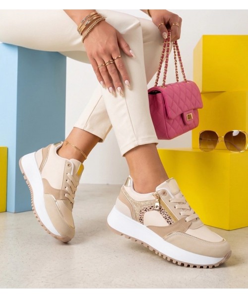 Smėlio Spalvos Sneakers Stiliaus Na platformos Su Suwakiem Nicoletta