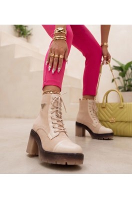 „Zeirea“ smėlio spalvos batai su kulnu ir traktoriaus tipo pado