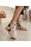 Smėlio spalvos Sneakers Stiliaus Za Kostkę W Krowi Print Pioana