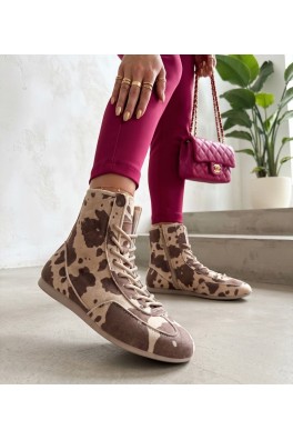 Smėlio spalvos Sneakers Stiliaus Za Kostkę W Krowi Print Alaria