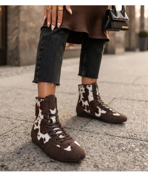Ruda Sneakers Stiliaus Za Kostkę W Krowi Print Pioana