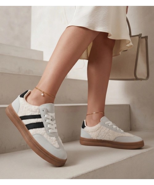 Baltas-Pilkos Spalvos Sneakers Stiliaus Na platformos Lotiara